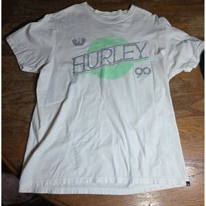 Hurley T Shirt Mens Size Large Cream Logo Surf Y2K Graphic Tee